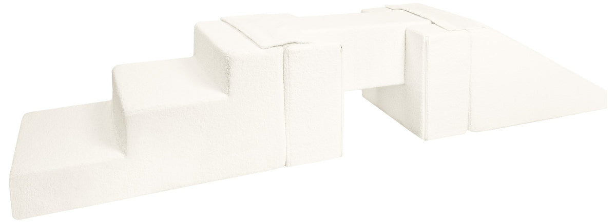 Mjukt bro- och rutschkaneset i bouclé med 5 block