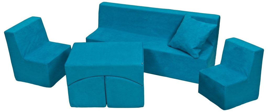 Barnmöbelset: 2xfåtölj + soffa + vilstol