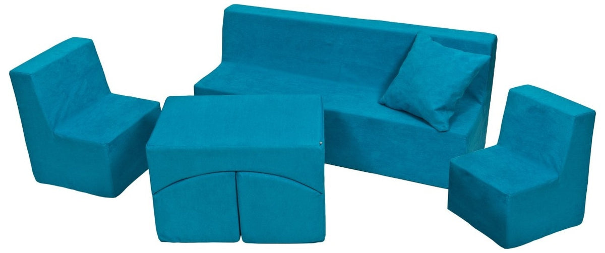 Barnmöbelset: 2xfåtölj + soffa + vilstol