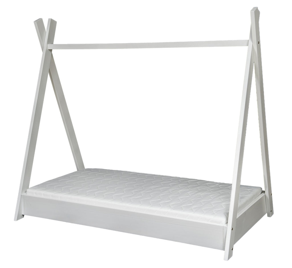 Tipiformad barnsäng i trä med standardmadrass 160 × 80