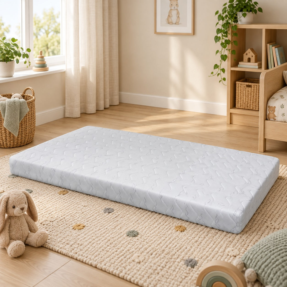 Standardmadrass 160 × 80 × 12 cm i skandinavisk hemmiljö – ELVI KIDS
