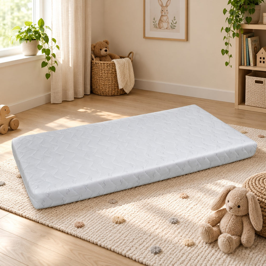 ECO-madrass 160 × 80 × 12 cm i skandinavisk hemmiljö – ELVI KIDS